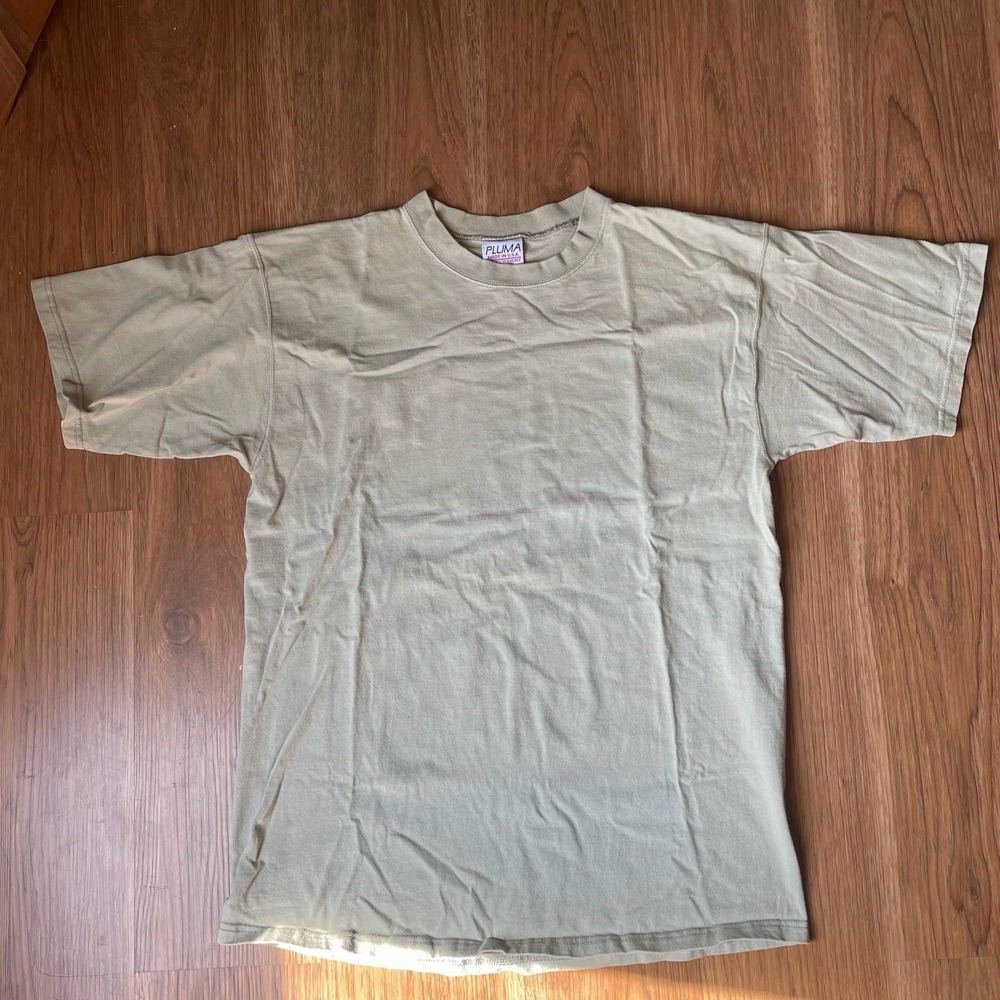 Vintage Pluma Blank Tee Mens L Green Made In USA Heavyweight Cotton Shirt 90s